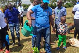 Director WMI Prof. Thenya plants a tree on Mazingira Day