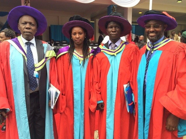 Dr. Kweyu Raphael Mulaha and Dr. Mutune Jane Mutheu were conferred and awarded with degree of the Doctor of Philosophy in Environmental Governance and Management during the 53rd UoN Graduation Ceremony